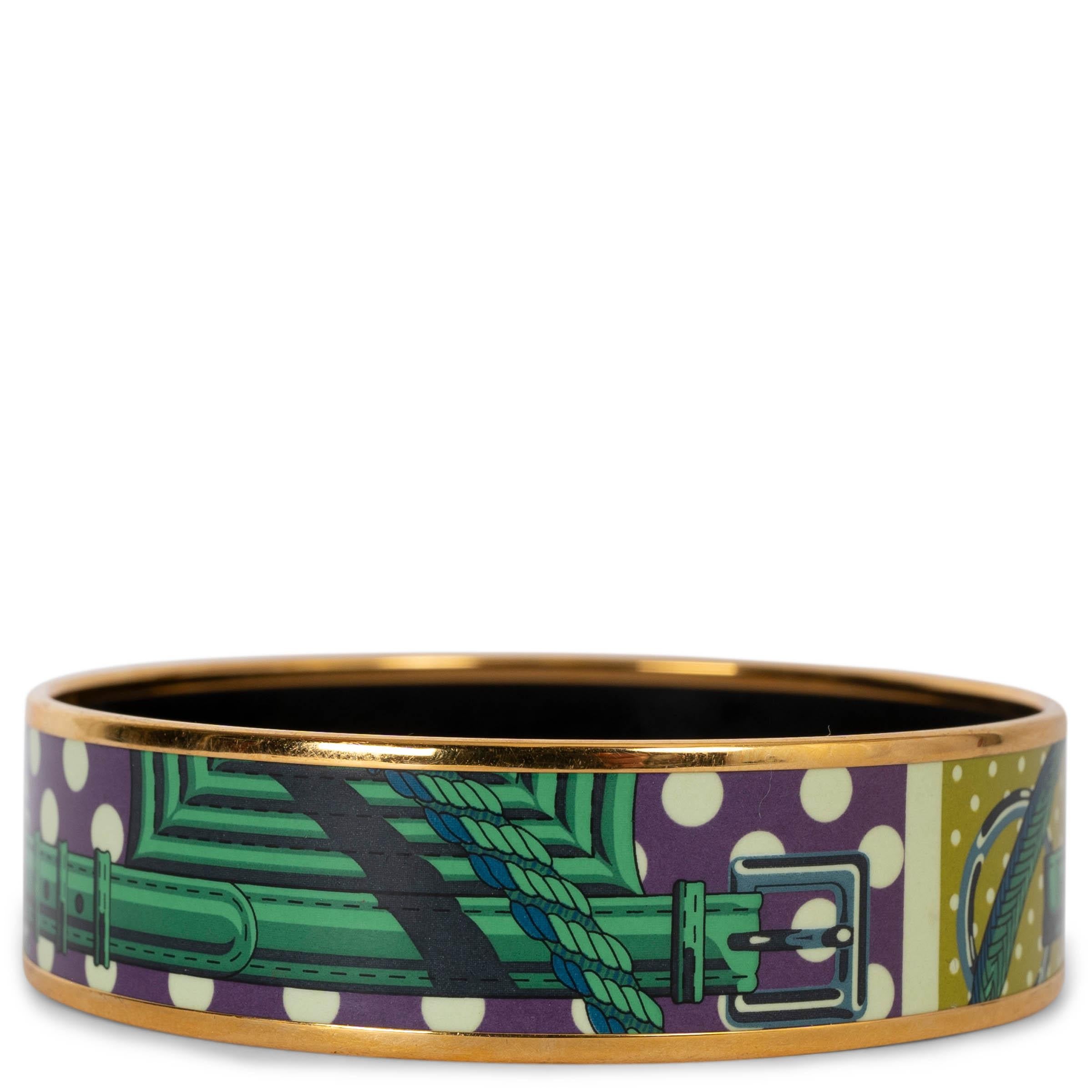 HERMES multicolor enamel CLIC CLAC A POIS WIDE BANGLE 70 Bracelet In Excellent Condition For Sale In Zürich, CH