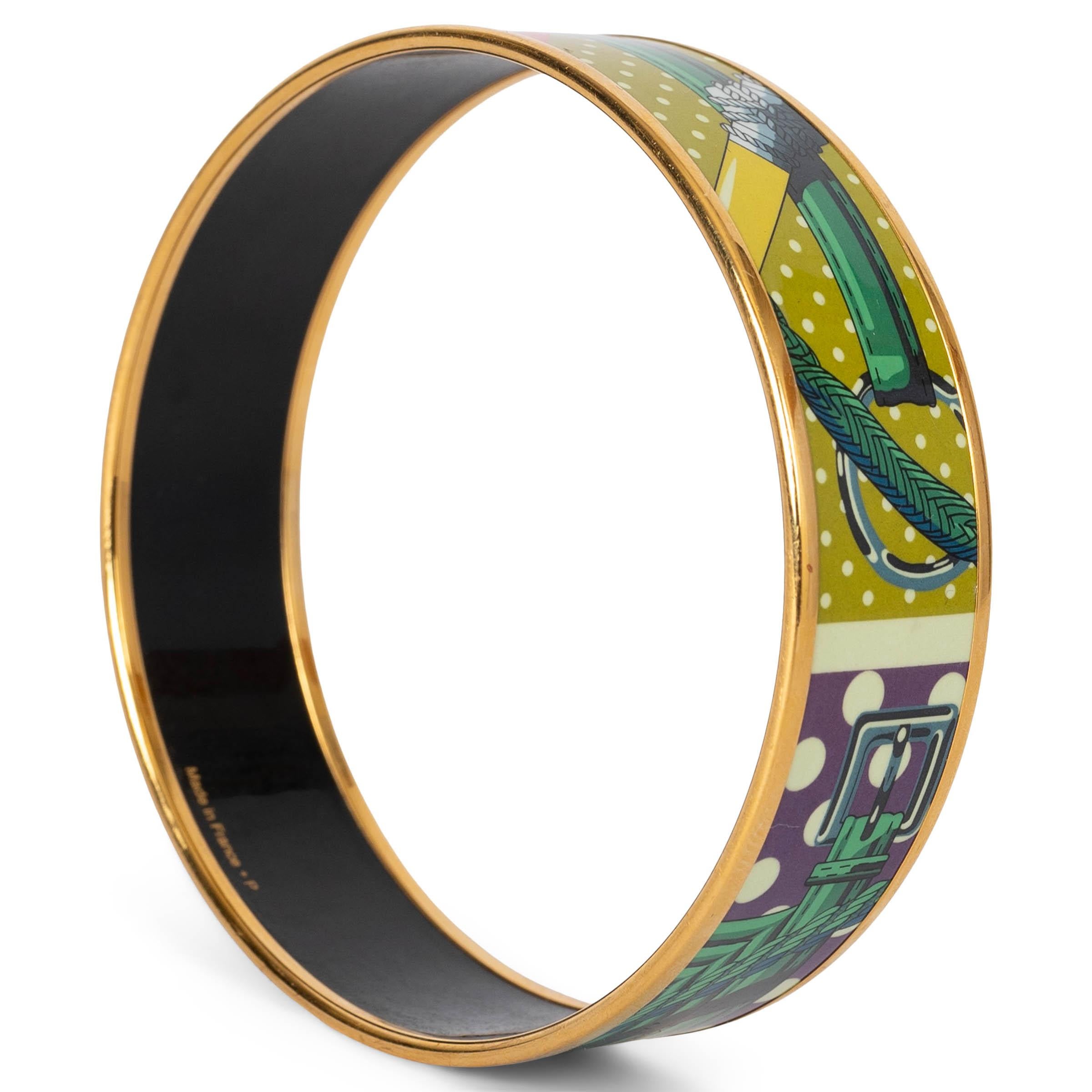 Women's HERMES multicolor enamel CLIC CLAC A POIS WIDE BANGLE 70 Bracelet For Sale