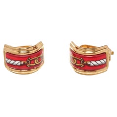 Hermes Multicolor Enamel Clip on Earring with Gold-Tone Hardware, 29290MSC