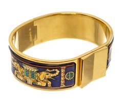 Hermes Multicolor Enamel Elephant Bangle Bracelet