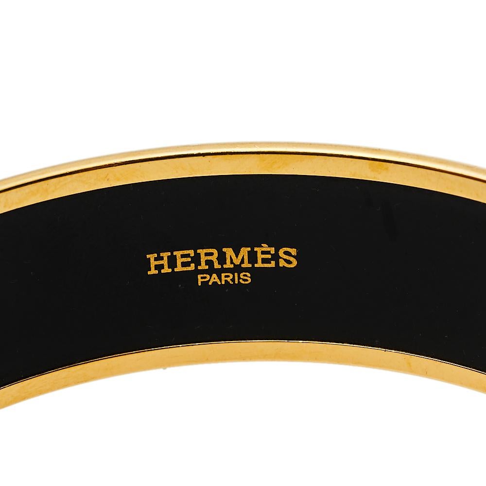 Contemporary Hermès Multicolor Enamel Gold Plated Capitales Wide Bracelet