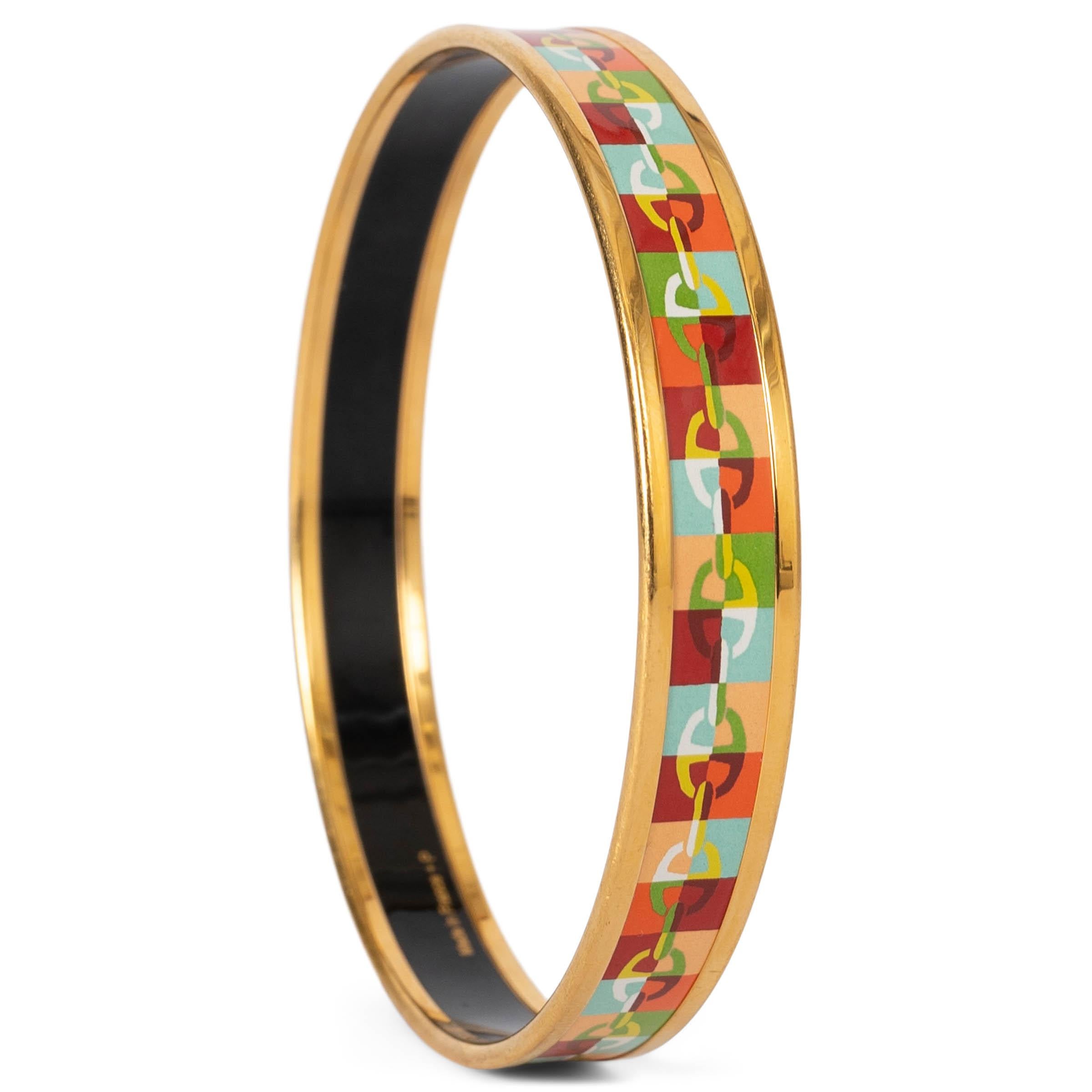 HERMÈS Bracelet CHAINE D'ANCRE NARROW BANGLE 65 en émail multicolore Pour femmes en vente