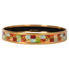 HERMES multicolor enamel OPTIQUE CHAINE D'ANCRE NARROW BANGLE 65 Bracelet