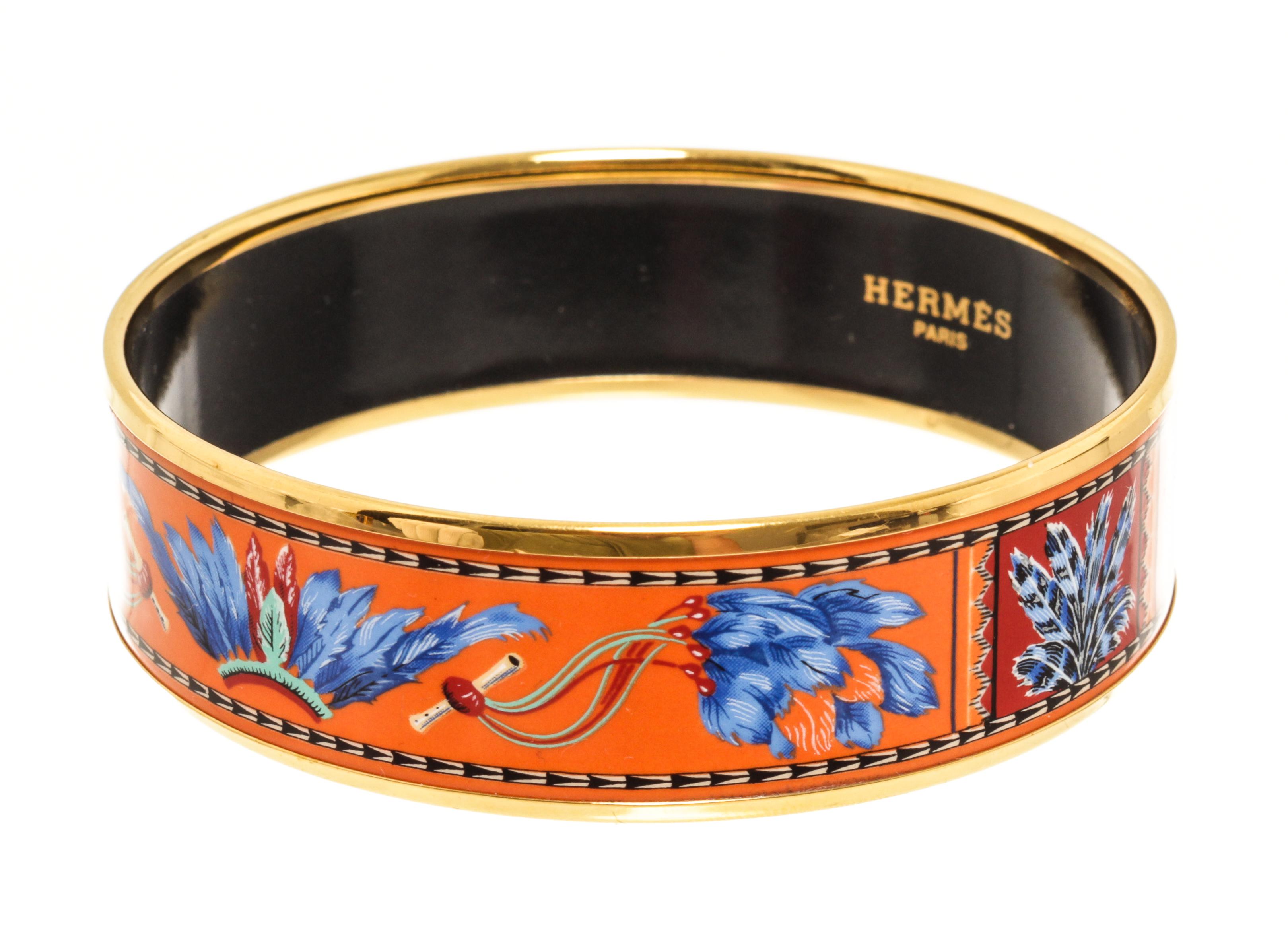 Hermes Multicolor Enamel Wide 65 Bangle Bracelet In Good Condition In Irvine, CA