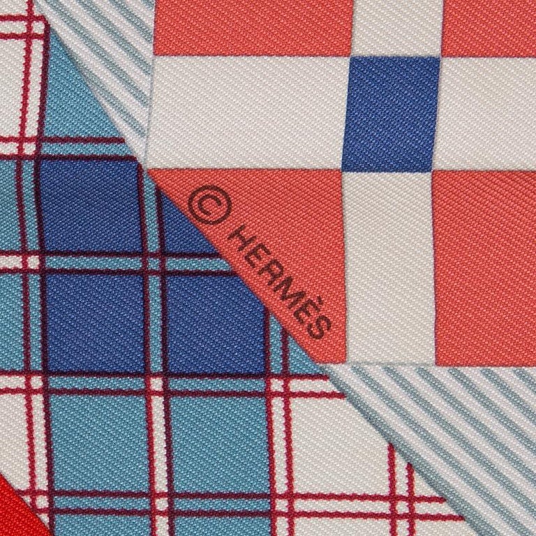 Hermes multicolor EX-LIBRIS A CARREAUX 90 silk twill Scarf at 1stDibs