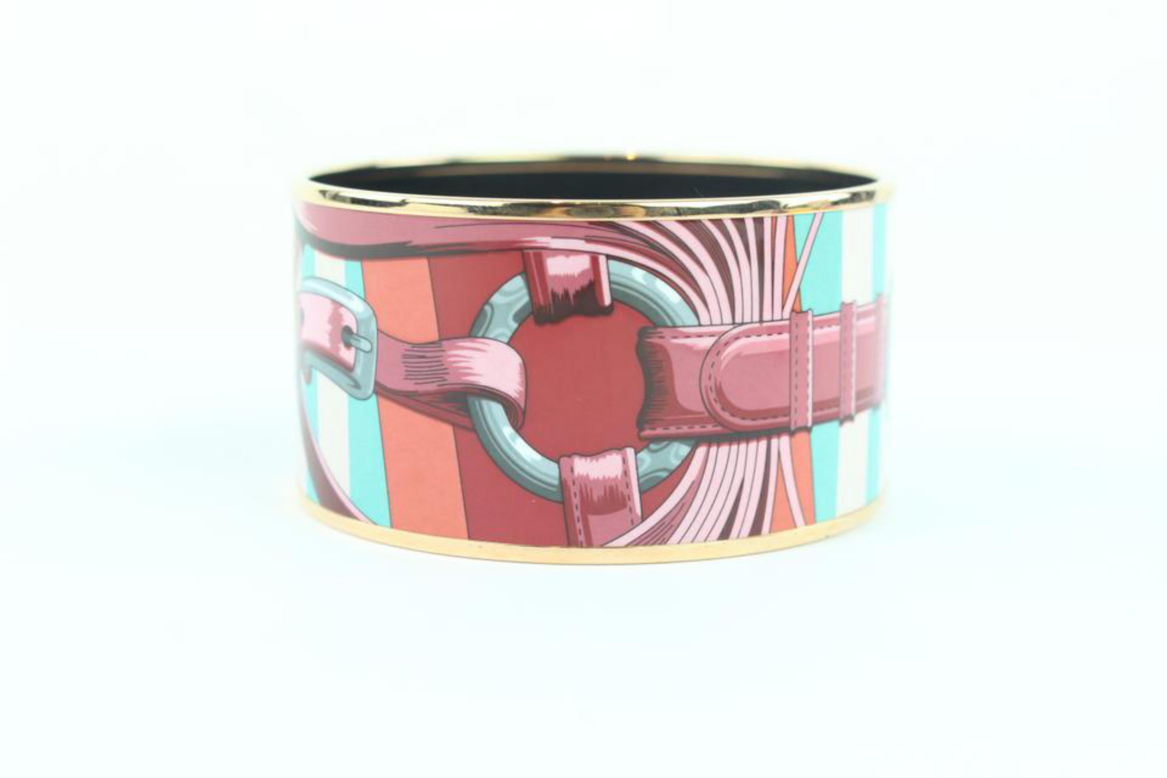 Hermès Multicolor Extra Wide Enamel Bangle 8hz1009 Bracelet In New Condition For Sale In Forest Hills, NY