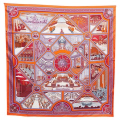 Hermes Multicolor Flanerie A Versailles Printed Silk Square Scarf
