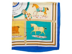 Hermes Multicolor Horse-Printed Silk Scarf