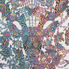 Hermes multicolor LA LEGENDE DE LA FORET 90 silk twill Scarf Blanc Bleu