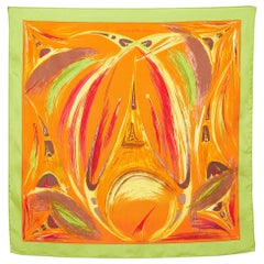 Hermes Multicolor La Tour Eiffel envole Printed Silk Square Handkerchief
