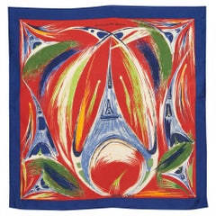 Hermes Multicolor La Tour Eiffel Sénvole Printed Silk Square Scarf
