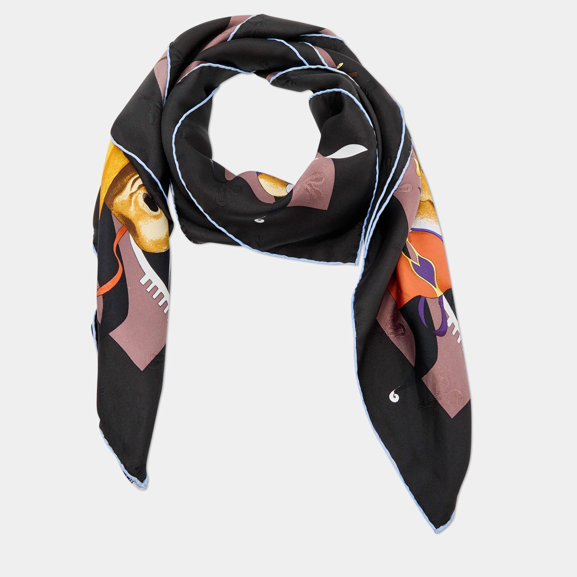 Hermes Multicolor Le Carnaval de Denise Printed Silk Square Scarf In Excellent Condition In Dubai, Al Qouz 2