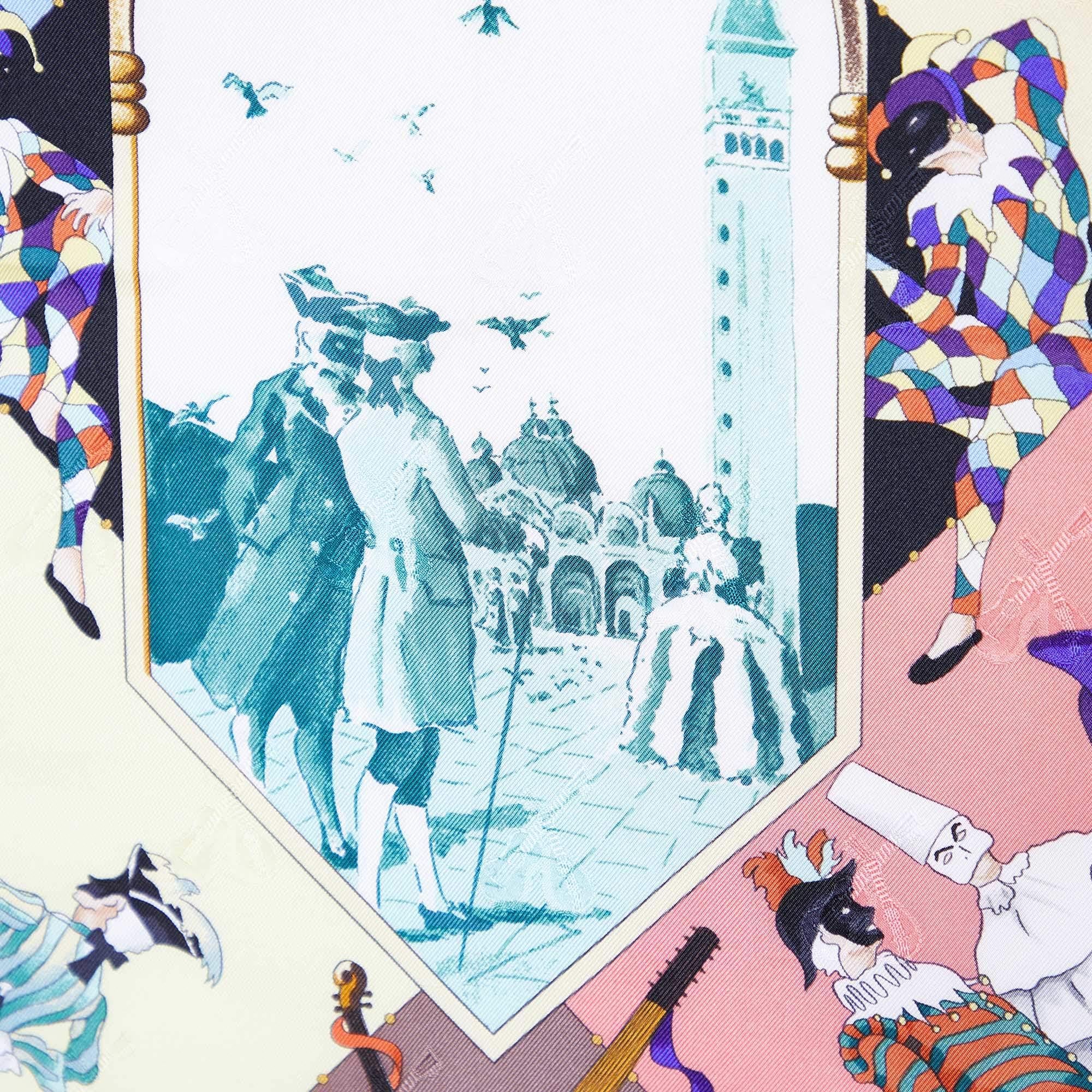  Hermès - Écharpe carrée en soie imprimée « Le Carnaval de Denise » multicolore Pour femmes 