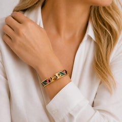 Hermès Multicolor Le Chat Carré Emaille Clic H Armband