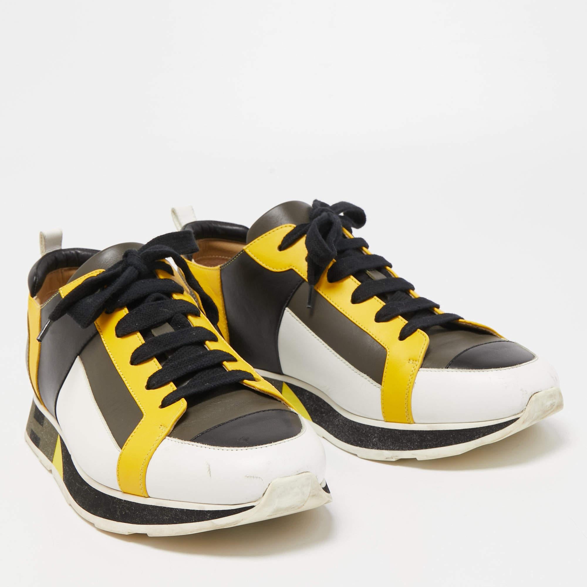 Hermes Multicolor Leather Rebus Sneakers Size 42 In Good Condition In Dubai, Al Qouz 2