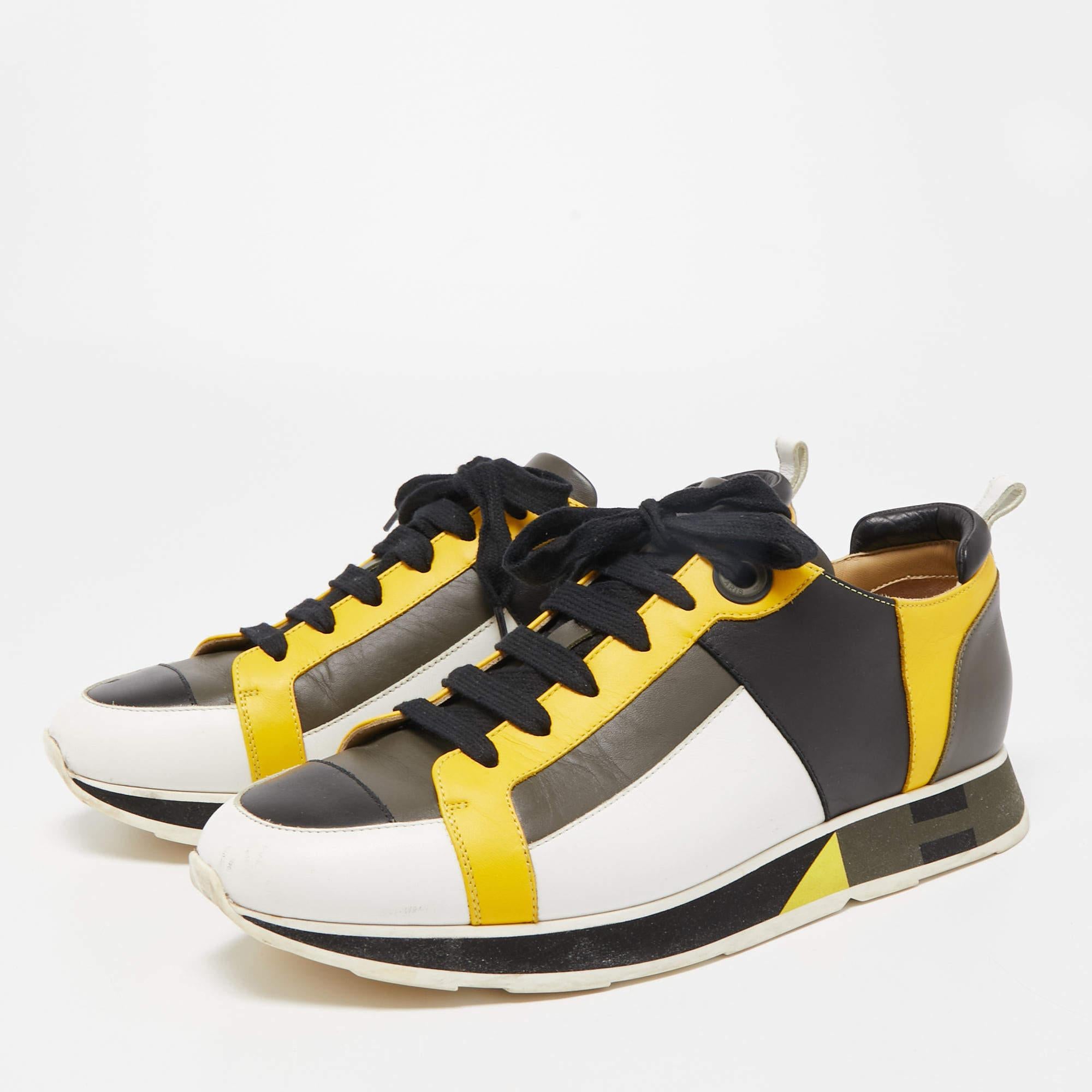 Hermes Multicolor Leather Rebus Sneakers Size 42 3