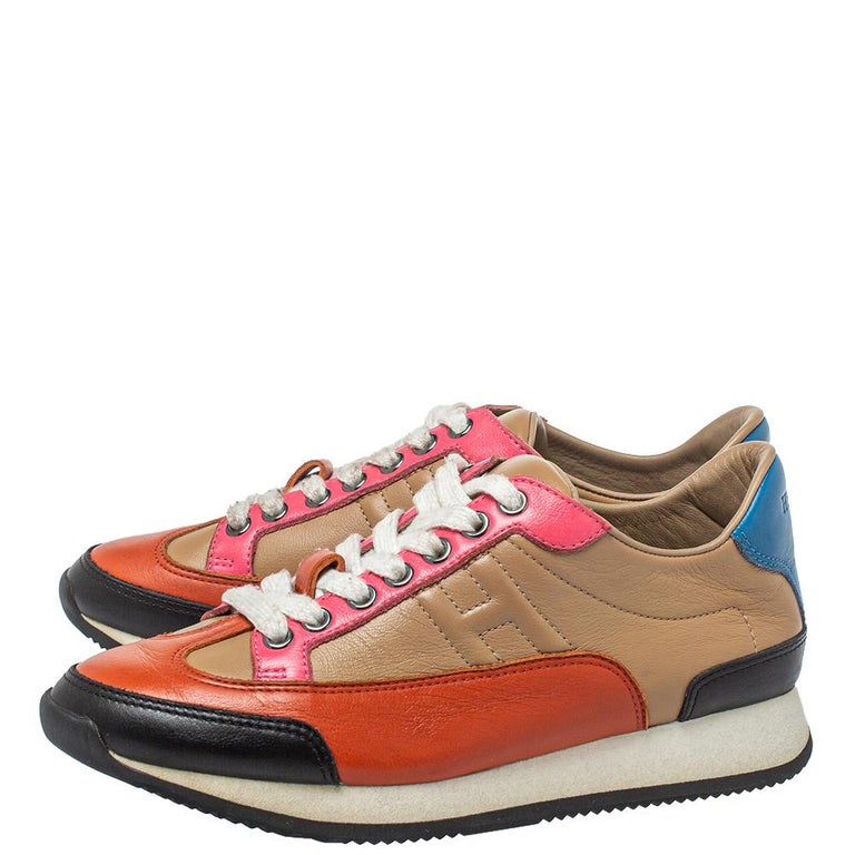 Hermes Multicolor Leather Trial Low Top Sneakers Size 36 at 1stDibs