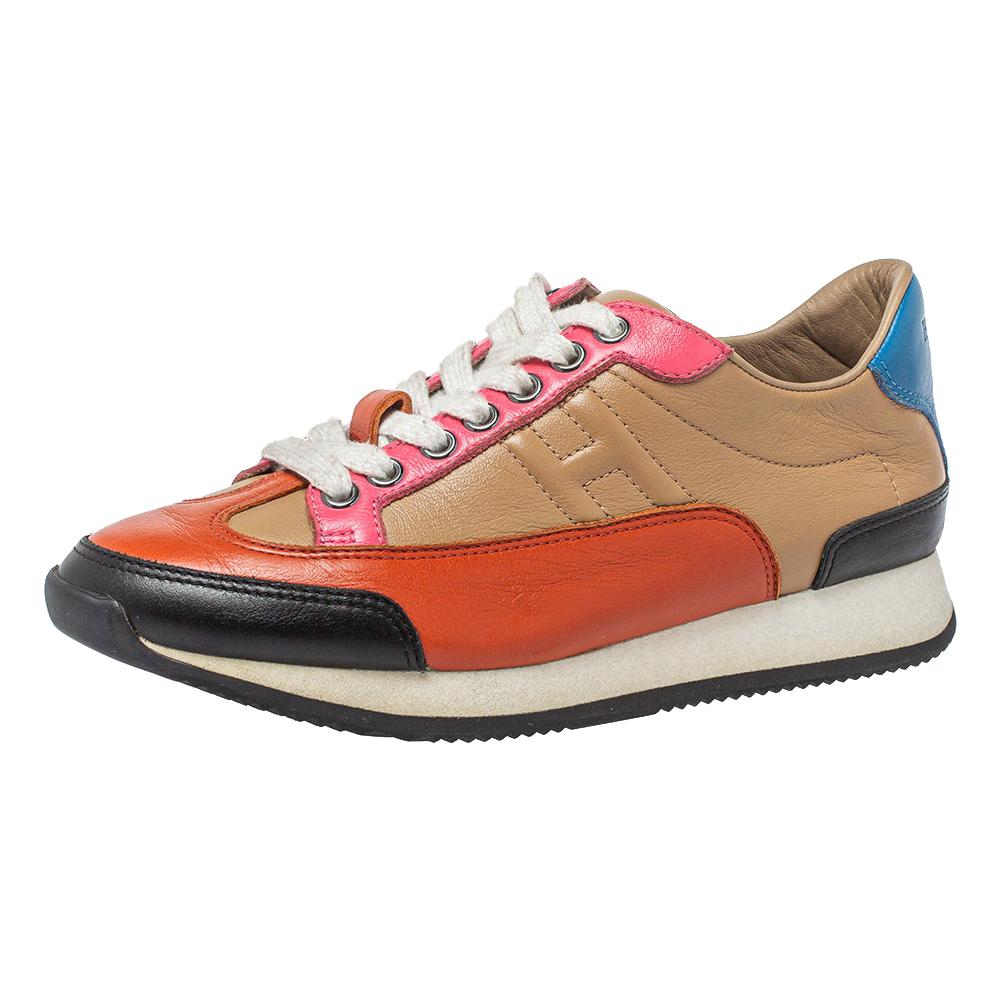 Hermes Multicolor Leather Trial Low Top Sneakers Size 36