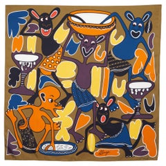 Hermès Multicolor Lilanga Printed Silk Square Scarf