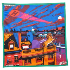 Hermes Sciarpa quadrata in seta stampata multicolore Minuit Au Faubourg