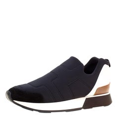 Mehrfarbige Slip-On-Turnschuhe aus Neopren und Leder von Hermès, Größe 37