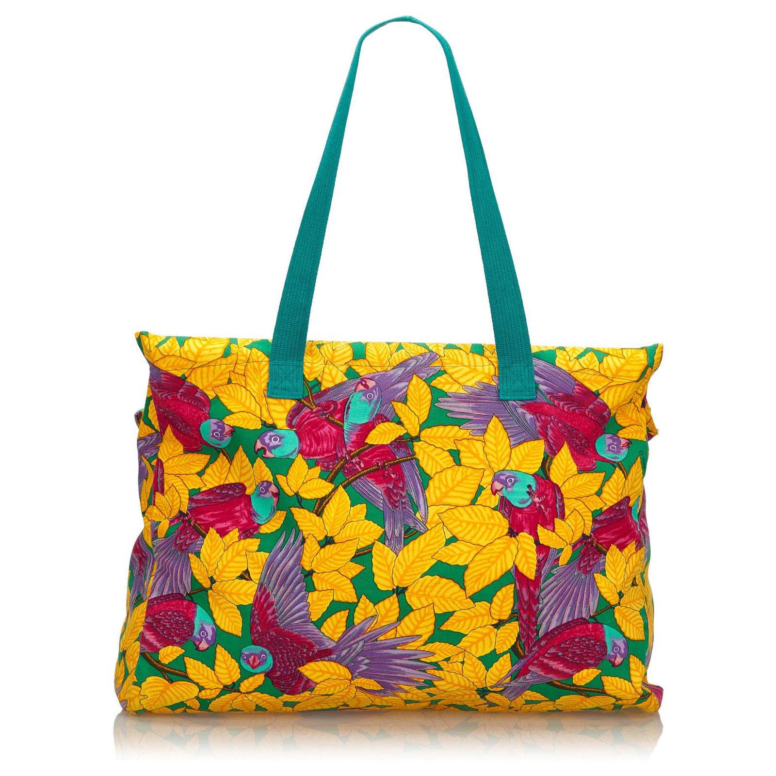 Hermes Multicolor Parrots Cotton Tote Bag For Sale 5