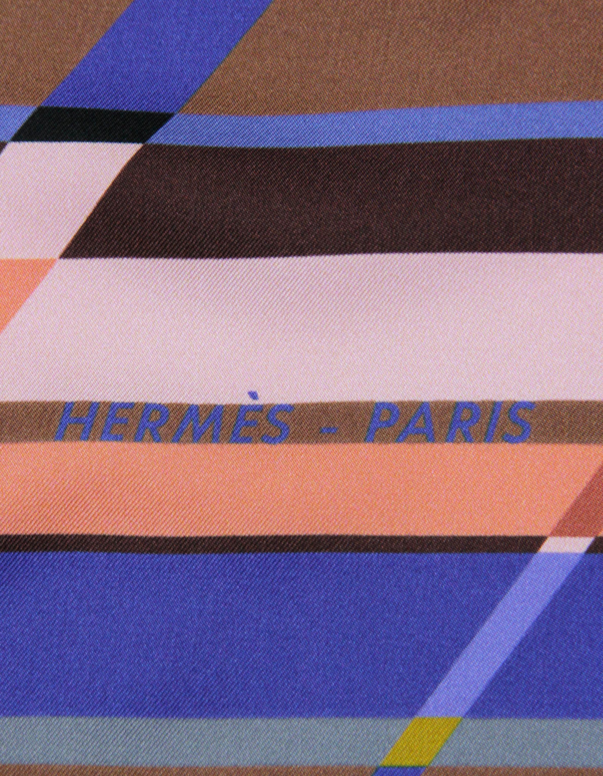 Hermès - Écharpe en soie 90 cm, finition photo multicolore, conçue par Dimitri Rybaltchenko Excellent état - En vente à New York, NY
