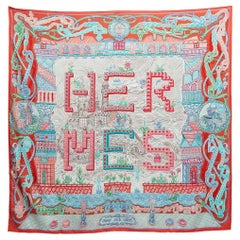Hermes Foulard Super Silk Quest imprimé multicolore 90