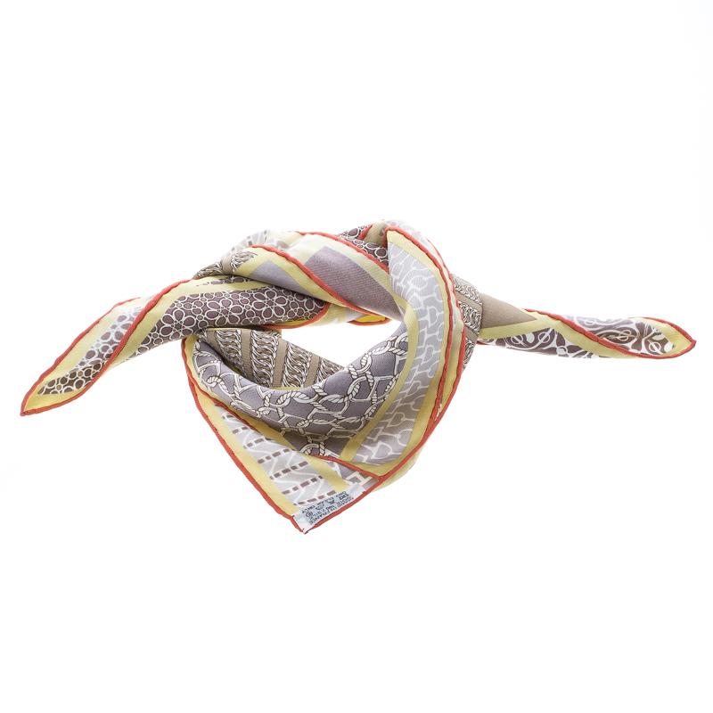 Hermes Multicolor Printed Carre en Cravates Pochette Scarf