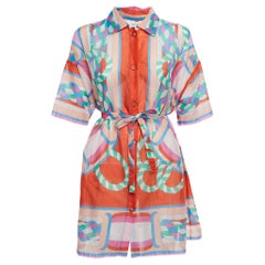 Hermès Multicolor Printed Cotton Canoe Pareo Tunic Dress S