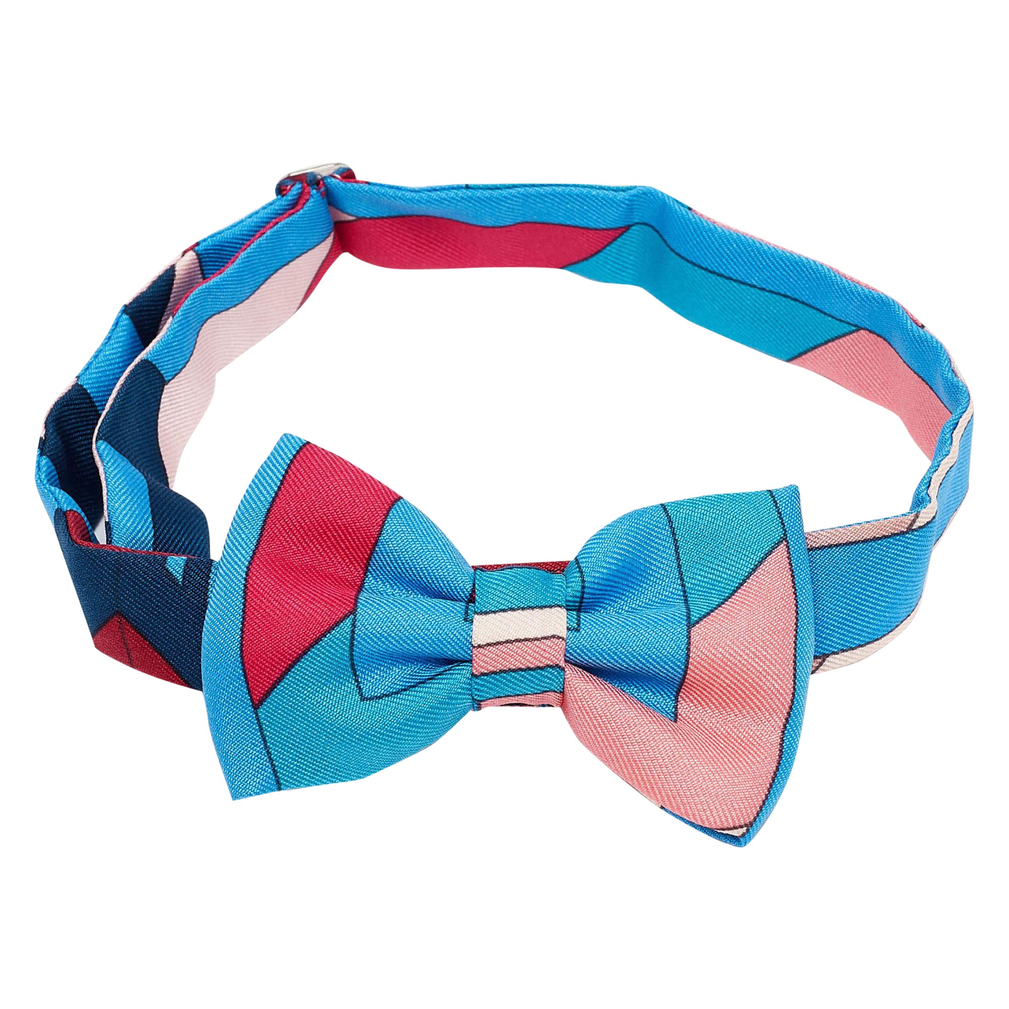 Hermes Multicolor Printed Silk Bow Tie