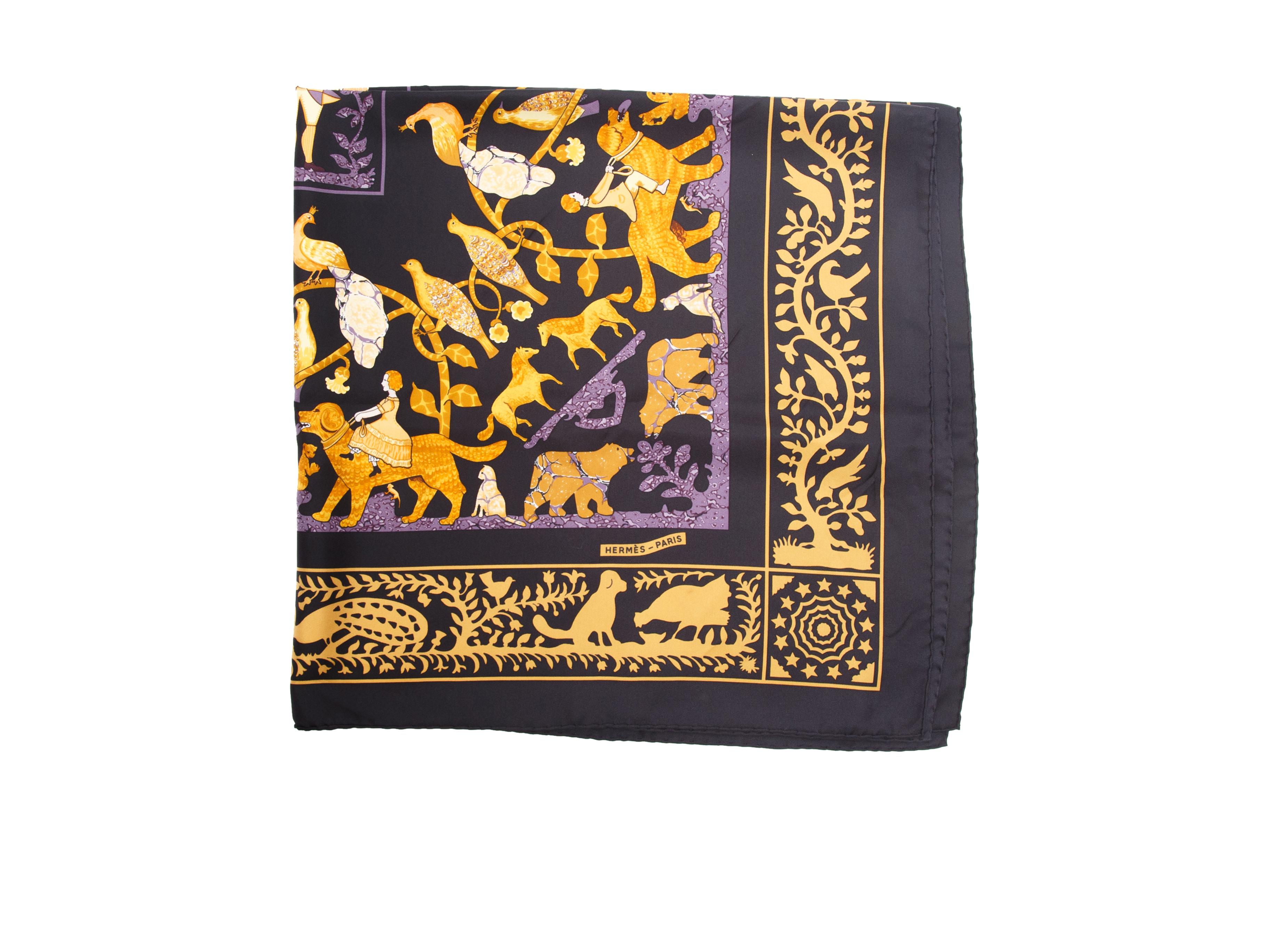 Product details:  Multicolor George Washington printed silk scarf by Hermes.  35