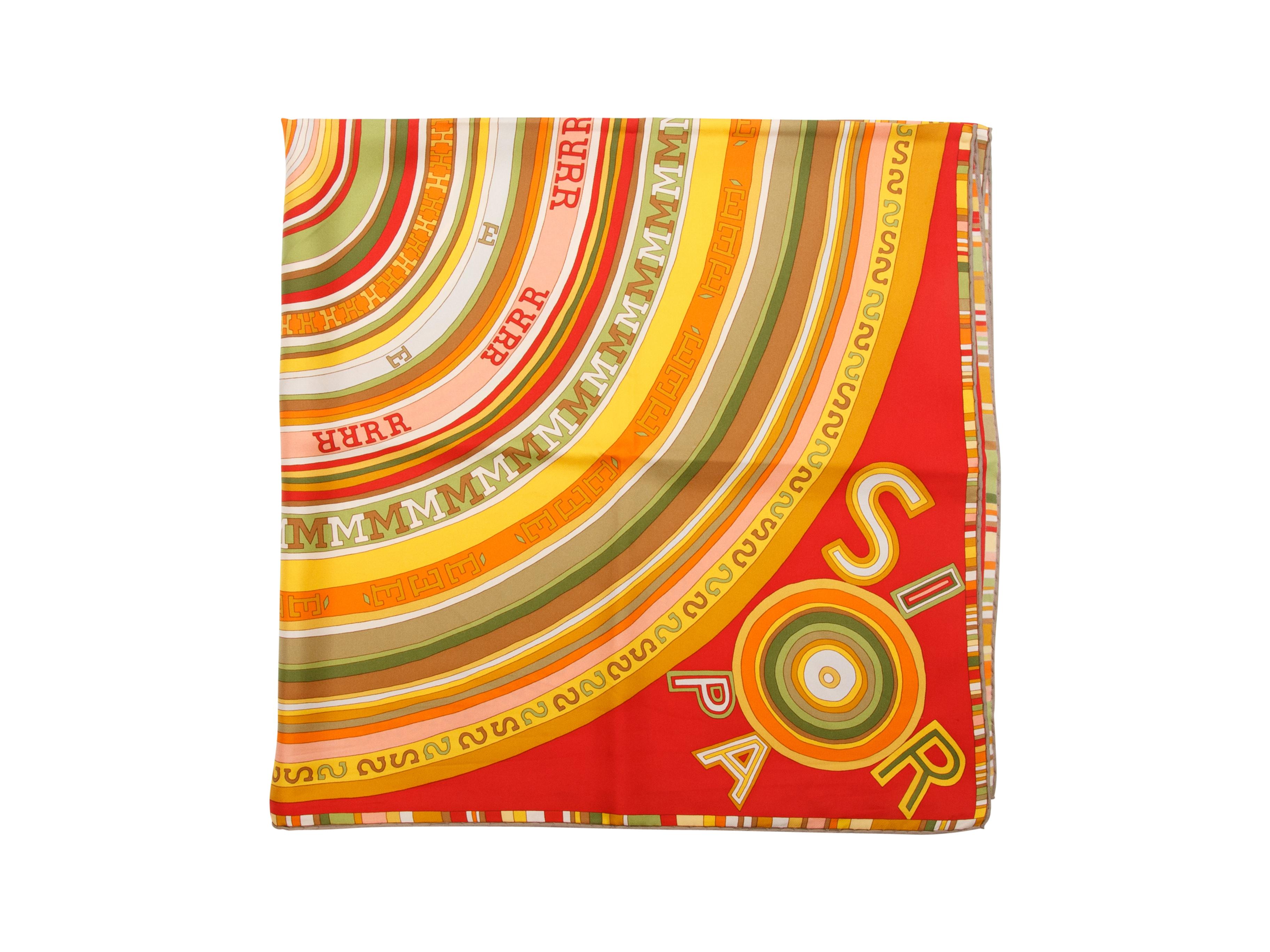 Hermes Multicolor Printed Silk Scarf In Good Condition In New York, NY