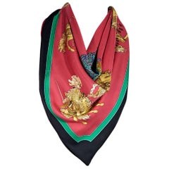 Hermes Multicolor Printed Silk Scarf Hermes Multicolor Printed Silk Scarf