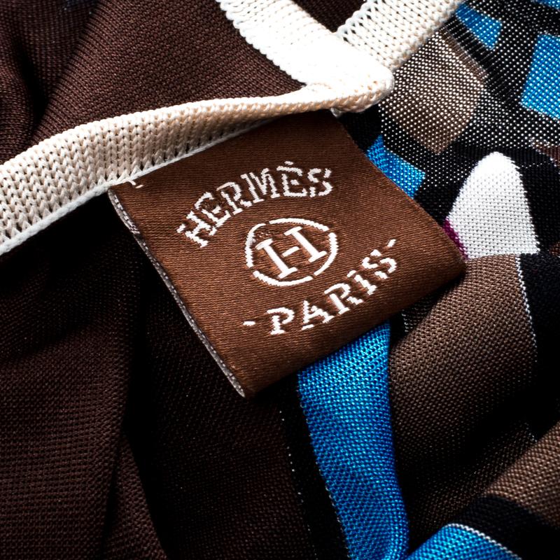 Hermes Multicolor Quadrige Printed Silk Jersey Scarf 1