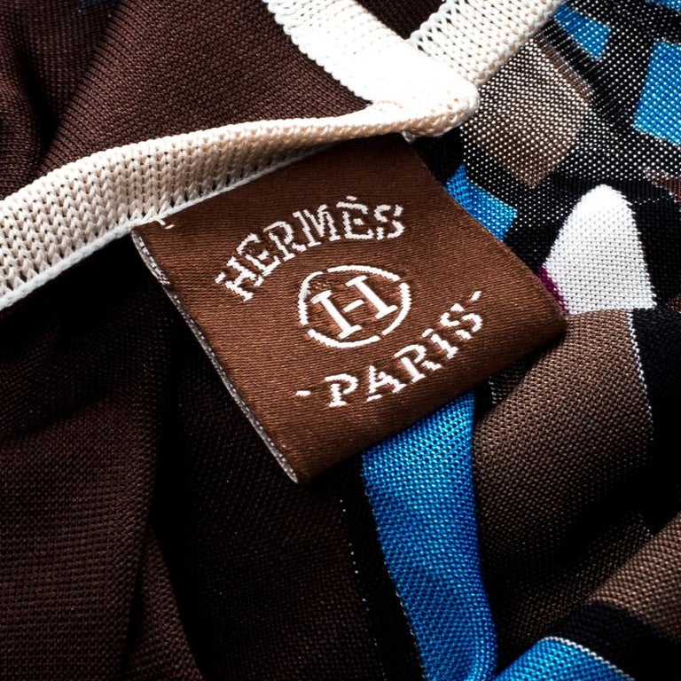 Hermes Multicolor Quadrige Printed Silk Jersey Scarf For Sale at 1stDibs