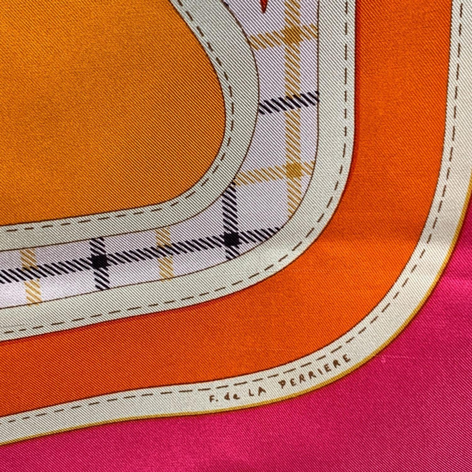 Women's Hermes Multicolor Silk Scarf Camails 1974 Francoise De La Perriere For Sale