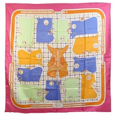 Used Hermes Multicolor Silk Scarf Camails 1974 Francoise De La Perriere