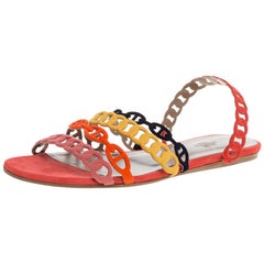 Hermes Multicolor Suede Leather Chaine D'ancre Flat Sandals Size 40