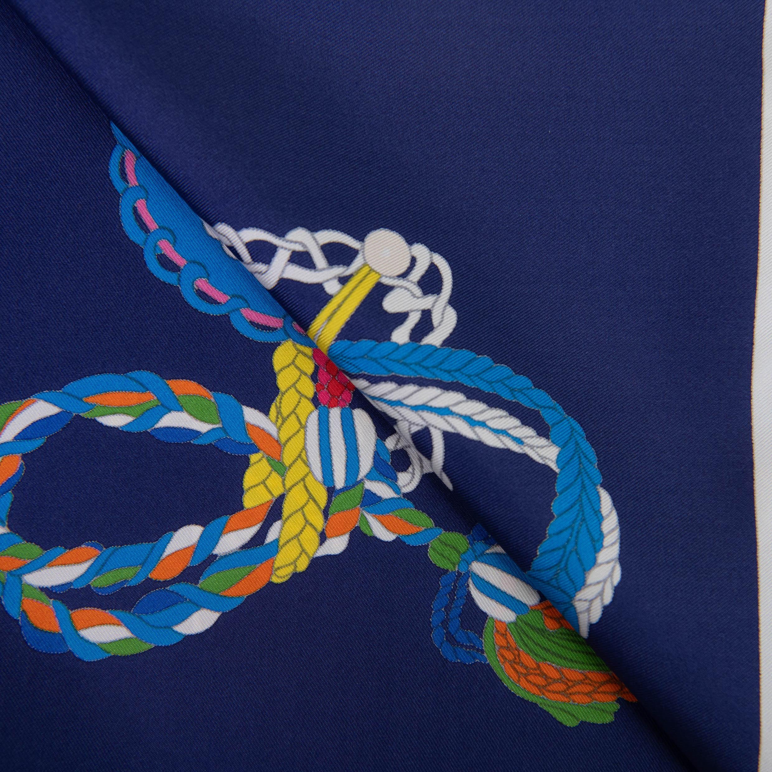 Hermès Multicolor Twill Le Timbalier von Marie-Françoise Héron Schal im Zustand „Hervorragend“ im Angebot in Corona Del Mar, CA