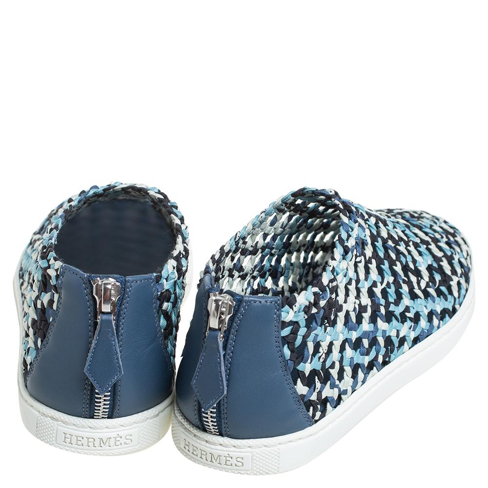 Hermes Multicolor Woven Fabric Oxygene Low Top Sneakers Size 36 In Good Condition In Dubai, Al Qouz 2