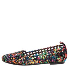 Hermès Multicolor Woven Silk Minorque Ballet Flats Size 39