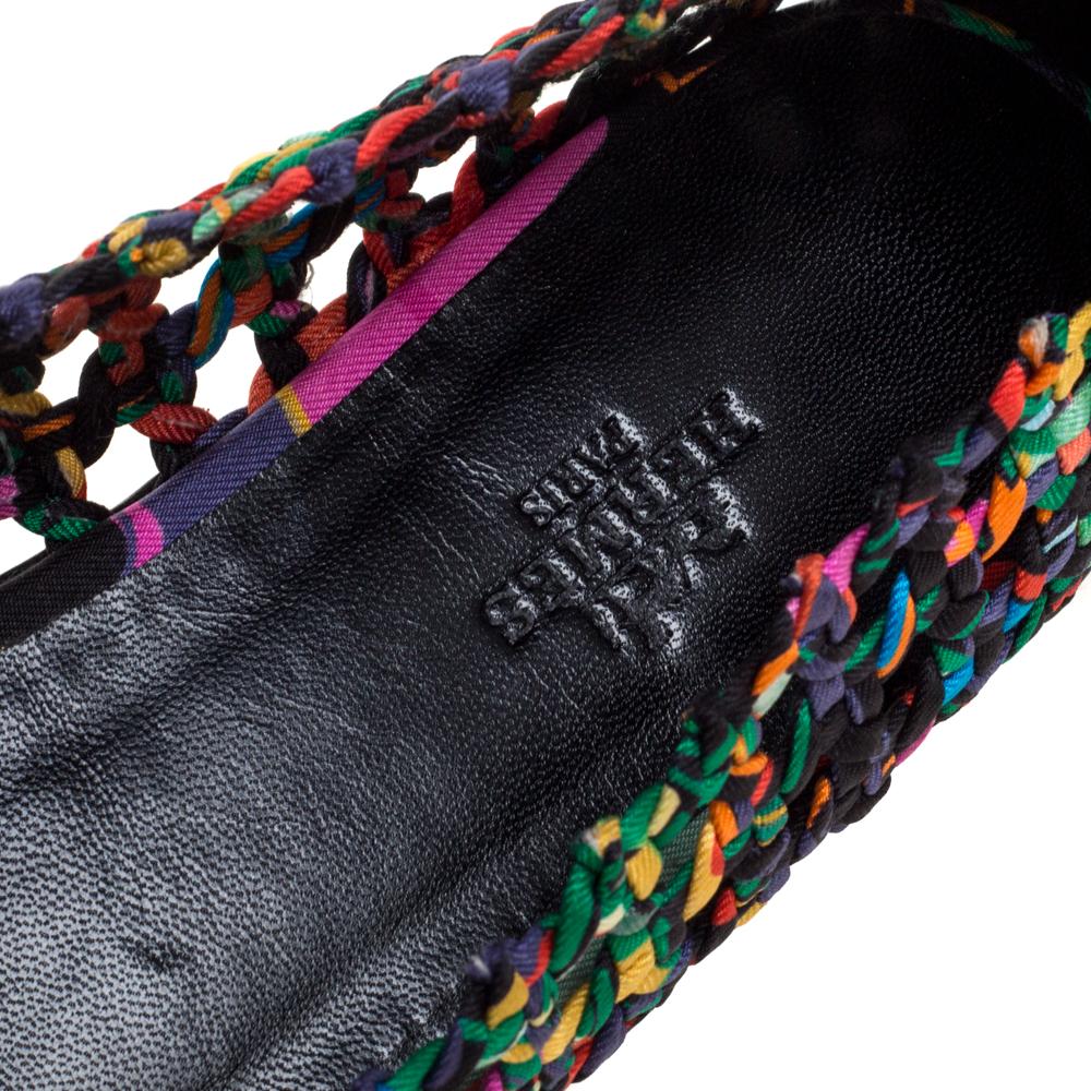 Hermès Multicolor Woven Silk Minorque Ballet Flats Size 39 1