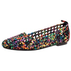 Hermès Multicolor Woven Silk Minorque Ballet Flats Size 39