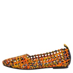 Hermès Multicolor Woven Silk Minorque Ballet Flats Size 39.5