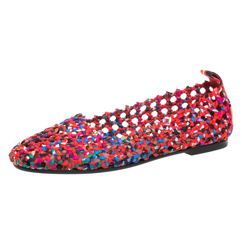 Hermès Multicolor Woven Silk Minorque Ballet Flats Size 40