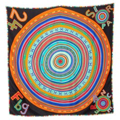 Hermès Multicolored Logo Printed Silk Scarf