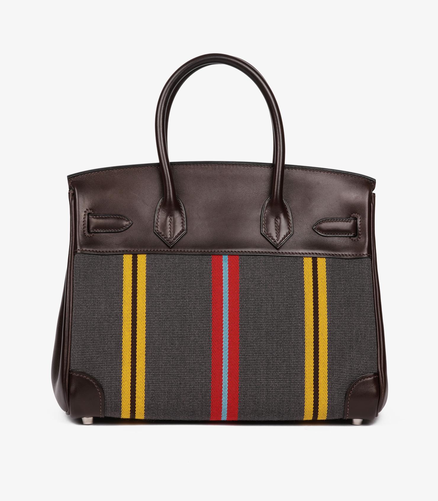 Hermès Multicolour Striped Toile Canvas Jumping Birkin 30cm Retourne in vendita 1