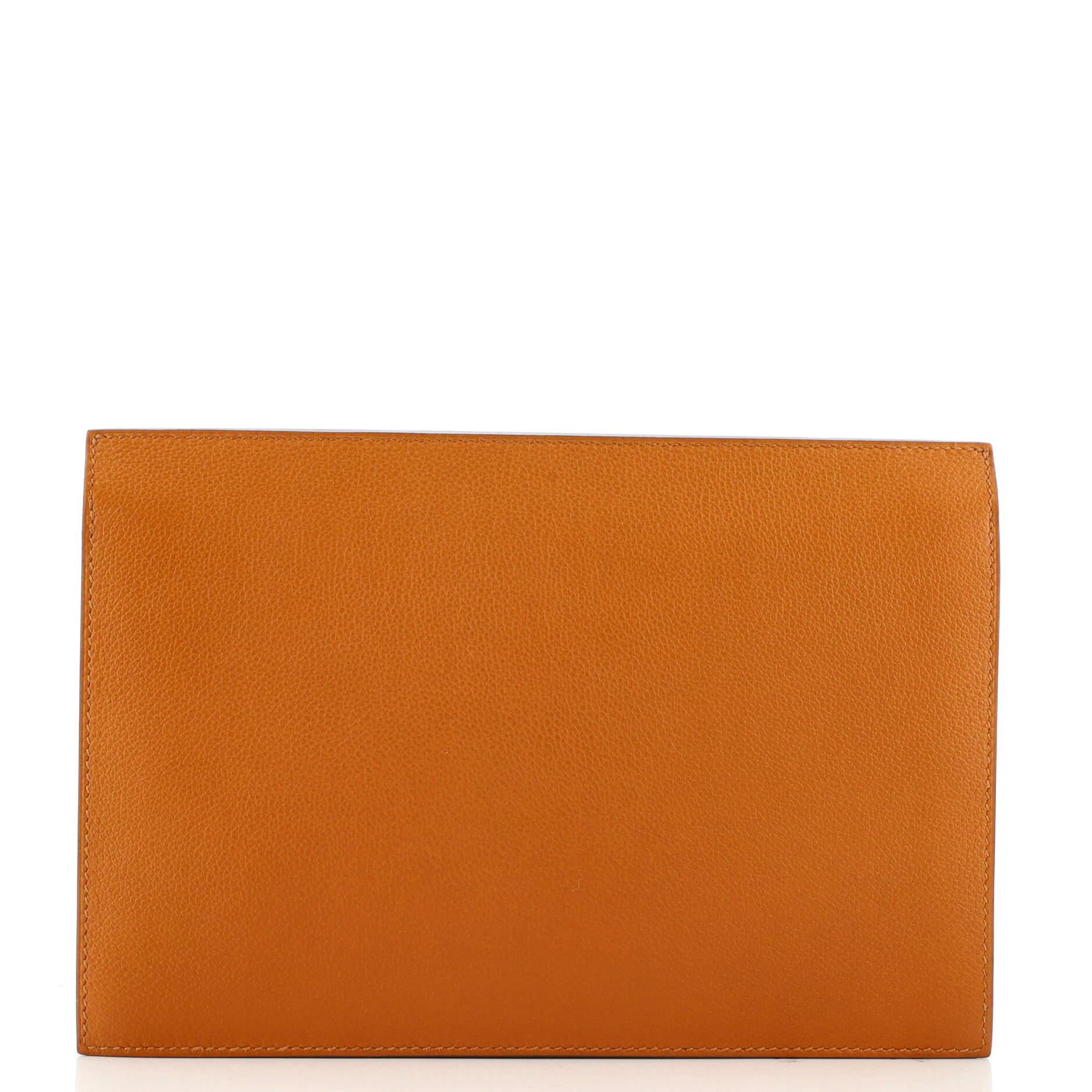 Brown Hermes Multiplis Clutch Evercolor and Grizzly