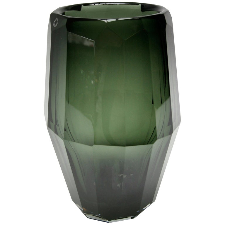 Hermes Murano Green Glass Fluted Vase For Sale At 1stdibs